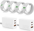 65W Super Fast Charger Type C for Samsung,3 Port 100W PD Quick Charging 3.0 USB C Block & 3/6/10/10FT Braided Type C Cord for Samsung Galaxy S26 Ultra/S26/S25 Ultra/S24/Android/iPhone 17/Laptop-White
