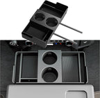 Front Center Seat Headrest Organizer Compatible with 2011-2026 Ford F150 F250 F350 F450 F550 F650 Cup Holder Coin Container Storage Box with Silicone Pads Accessories (Jump Seat Console Only)