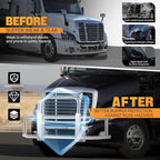 Auto Dynasty Front Bumper Brush Bull Bar Deer Guard Compatible with 2008-2017 Freightliner Cascadia, 3mm Thick Iron Tubing, Polished Chrome