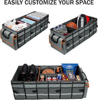 GDNasist Car Trunk Organizer and Storage with Removable Leakproof Cooler Bag, 6 Removable Dividers for Custom Space, Collapsible Trunk Storage with Non Slip Bottom, Foldable Cover for SUV, Jeep, MPVs