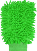 HARFINGTON Premium Chenille Microfiber Car Wash Mitts 9.8" x 7.9" Scratch Free Wash Gloves Absorbent Double Sided Plush Cleaning Drying Mitts for Car Washing Home Green