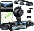 4 Channel Dash Cam 360° View, 1080P Front and Rear Inside, Left Right Dash Camera for Cars, Night Vision, WiFi & APP Control, G-Sensor, Loop Recording with 64GB SD Card (Y108WiFi+64G)