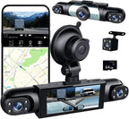 4 Channel Dash Cam 360° View, 1080P Front and Rear Inside, Left Right Dash Camera for Cars, Night Vision, WiFi & APP Control, G-Sensor, Loop Recording with 64GB SD Card (Y108WiFi+64G)