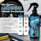 Tire Shine Spray – High Gloss Wet Look with UV Protection, Deep Black Finish for Tires & Trim, Long Lasting Car Tire Dressing for Cars Trucks SUVs Motorcycles RVs, 7oz