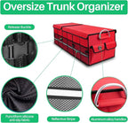 Big Car Trunk Organizer, Cargo Organizer SUV Trunk Storage Non Slip Bottom Waterproof Collapsible Durable Multi Compartments-(Oversize,Red)