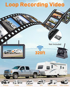 Wireless Solar Backup Camera for Trailer: Long-Range Signal Magnetic Backup Camera for Travel Trailer 7-Inch DVR Monitor 1080P HD Night Vision by Rohent - A70