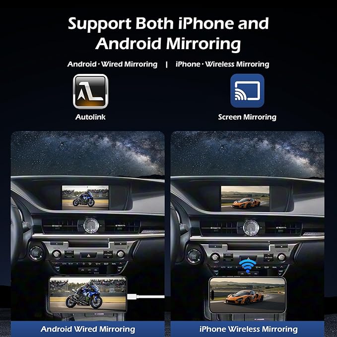 Wireless CarPlay Android Auto Decoder Retrofit Kits Compatible with Lexus ES200 ES250 ES260 ES300 ES350 for Joystick/Small touchpad from 2015-2020, Supprot Navigation, Mirror Link, Back-up Camera