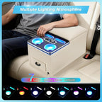 Center Console, Universal Bench Seat Center Console with Fast Phone Charging， Back Seat Car Organizer, Automotive Center Console with Cup Holder & Phone Holder (Beige)