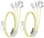 2Pack Multi Charging Cable Cord for Travel Essentials,Apple Watch Charger,iPhone Charger,[3-in-2] Type C/L Cable Portable Designed for iWatch,iPhone 17-8,Galaxy S25-21,AirPods,iPad-4FT Yellow