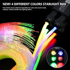 AMKI Updated 4Color Twinkle 36w Starlight Headliner Kits 1300pcs 0.03in 9.8ft Fiber Optic Light Cable 4 Ports Starlight Box App/Remote Control Sound Mode for Car Home Ceiling Decoration