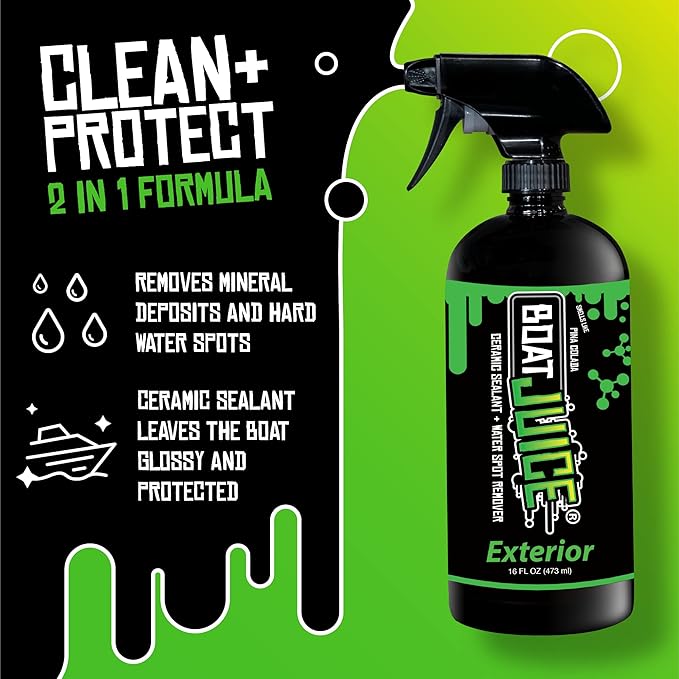 Boat Juice 2in1 Exterior Boat Cleaner & Protectant | Water Spot Remover with SiO2 Ceramic Sealant | Pina Colada Scent | Marine Detailing & Boat Cleaning Supplies, Accessories | Made in USA (1 Gallon)