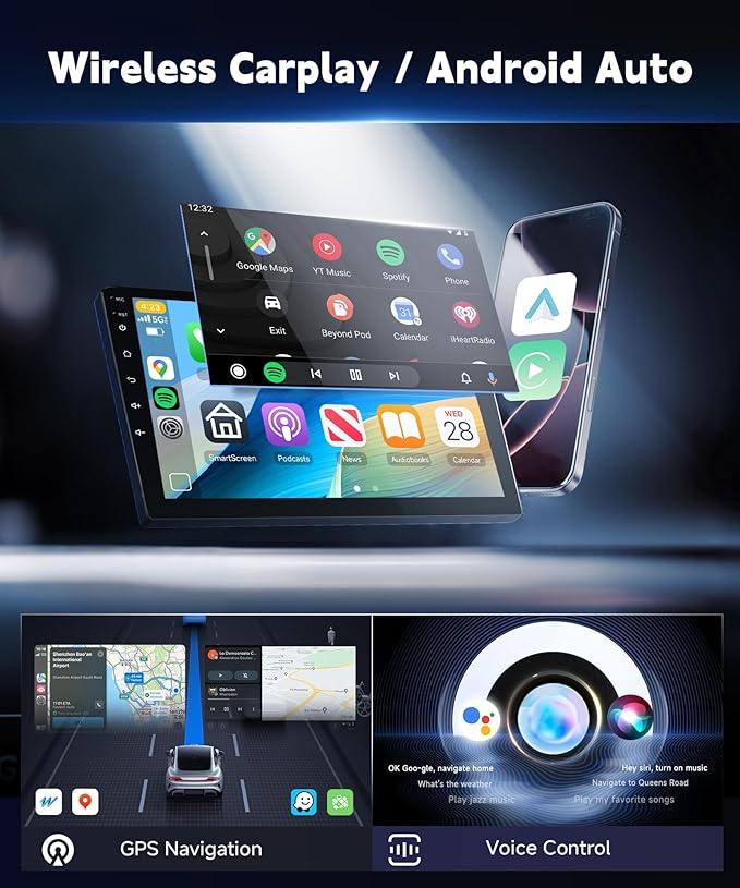 4G+64G 5G WiFi for Honda Accord 8th 2008-2013 Car Stereo Wireless Carplay Android Auto,10.1" Touchscreen Radio Android 15.0 GPS EQ DSP Bluetooth 5.0 SWC FM/RDS+AHD Backup Camera