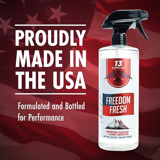 Premium Car Interior Cleaner Spray – Auto Cleaner for Headliner, Mats, Interior Vehicle Cleaning, Car Dashboard Cleaner Stain Remover, Restores Shine, Great Gift for Guys - Freedom Fresh Black Frost