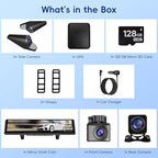 4 Camera System,10" AHD Mirror Rear View Dash Cam, Touch Screen Dash Cam with 128GB Card/Reverse line/WiFi/APP/1080P Night Vision for Car,Pickup,Truck,RV,Bus,SUV,MPV