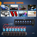 Nilight 7 Gang Rocker Switch Panel with PD Type C and USB Charger Voltmeter 12V SPST ON Off Toggle Switches with Blue Backlit Waterproof Aluminum for Boats Cars RVs Trucks