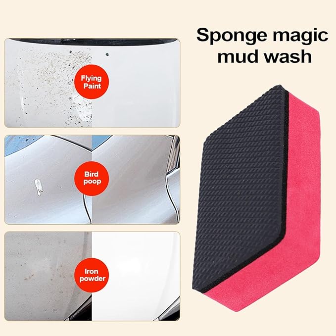 Car Clay Bar Sponge Detailing Block Cleaning Pad Contaminant Eraser Paint Grime Debris Restore Finish Auto Care Tool Kit Soft Abrasive Safe Efficient Shine Smooth Grip