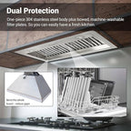 CHETTO C 30 Inch Under Cabinet Range Hood Kitchen Stove Vent with 4 Speed Exhaust Fan Reusable Filter and LED Lights Three Minutes Delayed Shutdown 304 Stainless Steel (30 inch)