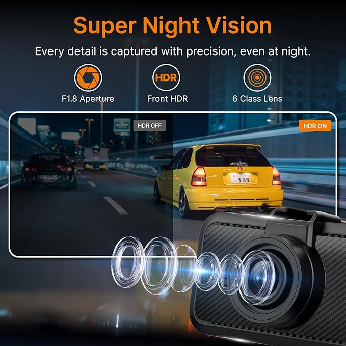 Miofive Dash Cam Front – 4K UHD Dash Camera for Cars, Built-in Bluetooth, 5G Wi-Fi, GPS, 3" IPS Screen, Night Vision, 140° Wide Angle, HDR, 24-Hour Parking Mode, G-Sensor(S1)