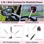 Pink Car Cleaning Kit, 25Pcs Detailing Kit Interior with 4-in-1 Power Handheld Vacuum Cleaner, Detailing Brush Set, 2-in-1 Windshield Cleaner Tool, Car Accessories for Cleaning, Gift for Women