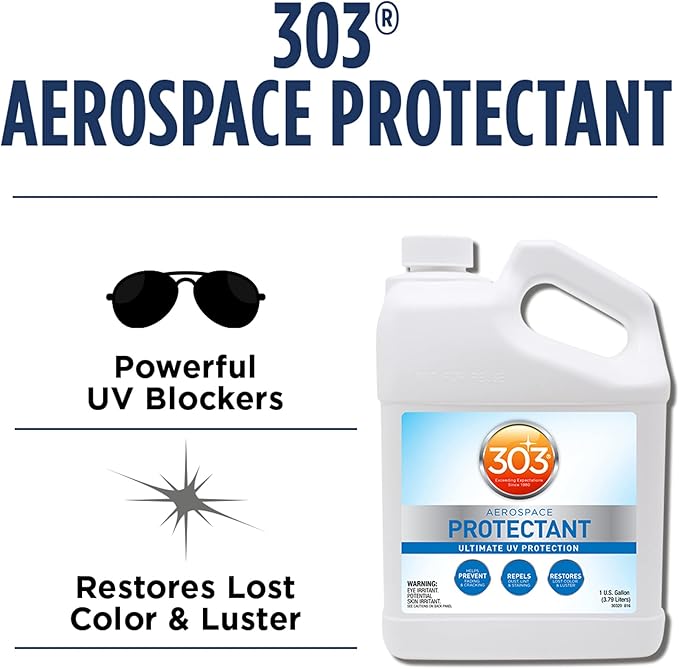 303 Products Aerospace Protectant Spray, UV Protection, Repels Dust, Dirt, & Staining, Matte Finish, Restores Like-New Appearance, Outdoor Cleaning Supplies 1 Gallon