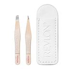 Revlon Designer Series Mini Tweezer Set, Hair Removal Tool Kit with Slant & Point Tips, Portable and Easy to Use, Made with Long Lasting Stainless Steel, 1 Count (Pack of 2)