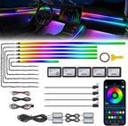 Dreamcolor Acrylic Interior Car LED Strip Light with Wireless APP, RGB 14 in 1 with 175 inches 600 LEDs Fiber Optic Car Ambient Lighting Kits, Music Sync Function Neon LED Strip for Car Accessories