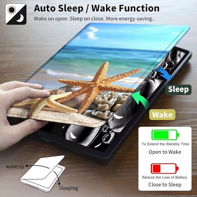 Case for Kindle Scribe,360 Degree Rotating Swivel PU Leather Stand Flip Folio Cover with Auto Wake/Sleep for Amazon Kindle Scribe Cover 10.2 Inch (2024/2022 Release),Starfish Sea Beach