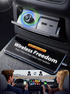 Wireless CarPlay Adapter & Android Auto Adapter, One-Click User Switch, Fast & Stable, Converts Wired to Wireless, Stable Connection Car Play Dongle for iOS 10+ / Android 11+ (Blue)