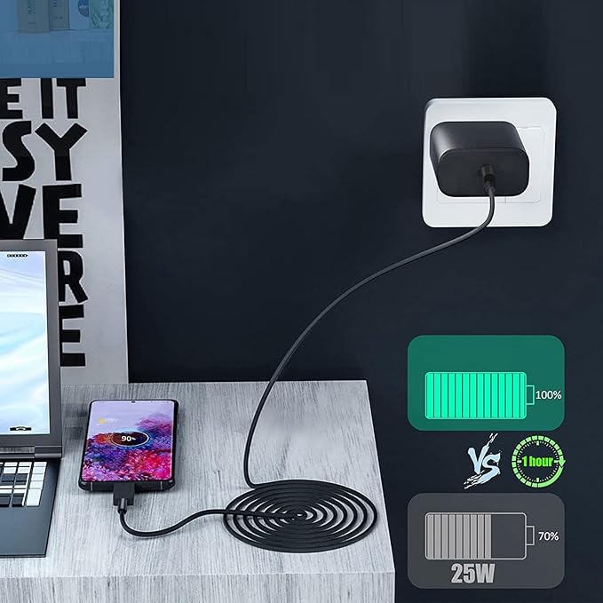 45W Fast Charger, USB C Port Adapter, wall-Mounted Cube Charging Block.Type-c Mobile Phone Charger with C to C Cable is Suitable for Samsung S25/S24/S23/S22/S21, Galaxy, and More.