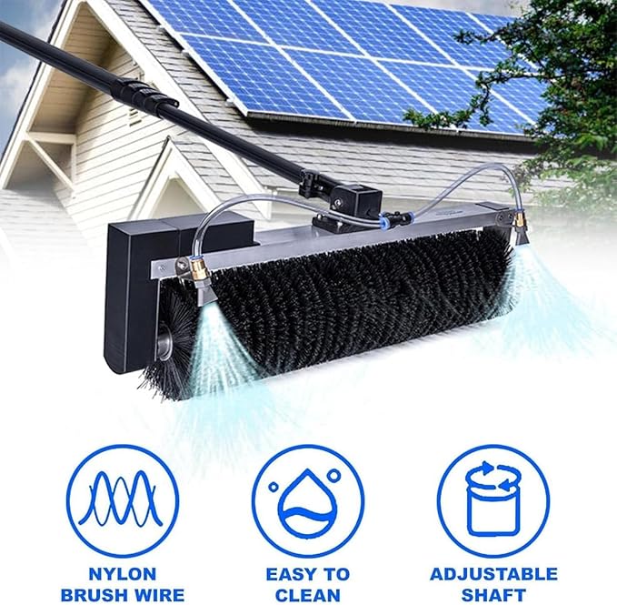 Solar Panel Cleaning Tools - Electric Cleaning Machine with Telescopic Pole for Efficient Solar Photovoltaic Panel Maintenance in Office Buildings & Gardens,3.5m/11.4ft