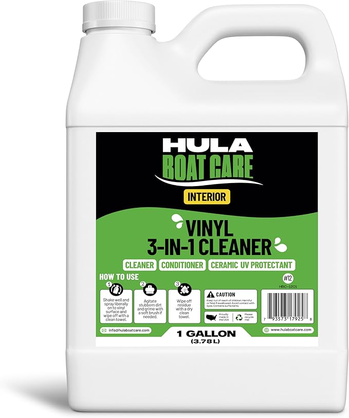 Hula 3-in-1 Boat Vinyl Cleaner, Conditioner and UV Protectant, 1 Gallon — Marine Vinyl Protectant, Boat Seat Conditioner, Made in USA