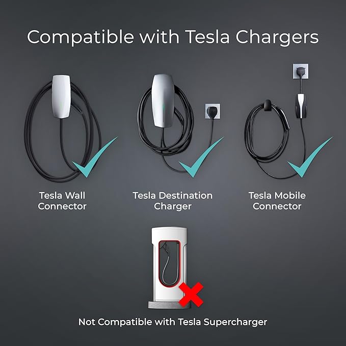 Lectron Tesla to J1772 EV Charging Adapter – NACS Converter, 48 Amp & 240V, Compatible with Tesla High Powered Connectors, Destination Chargers & Mobile Connectors for J1772 Electric Vehicles (Black)