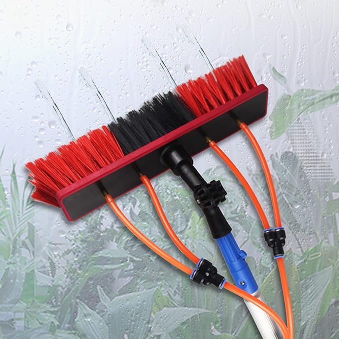 Telescopic Window Cleaner Kit - 3-12m Extendable Pole with 30cm Brush for Solar Panel & Conservatory Roof Cleaning - Perfect for Trucks High Windows & Hard-to-Reach Areas