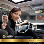 Football Car Air Freshener by HookUp - 4 Pack - Black Gold Scent (Extra Strong) | Unique Football Gift for Players, Coach, Fans | Hanging Car Accessory with Long Lasting Fresheners Smell