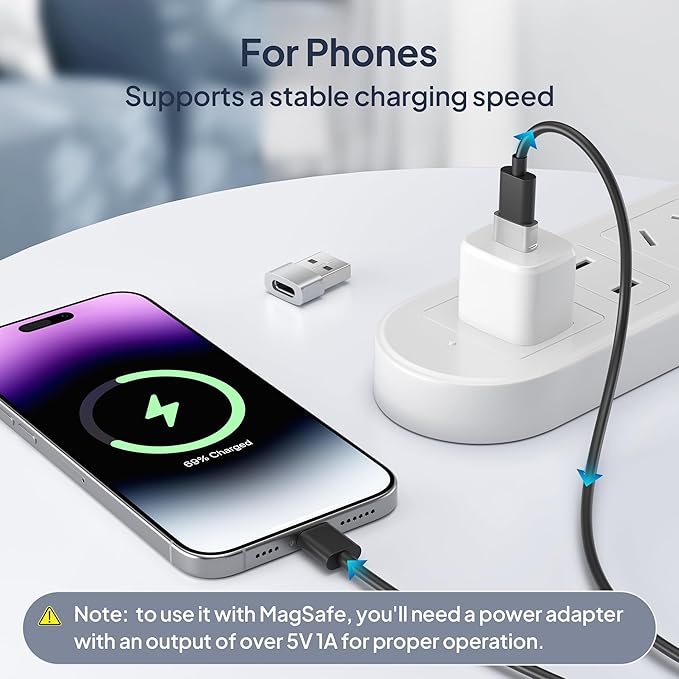 Basesailor for iPhone 17 16 Car Charger Adapter 3Pack,USB Male to USB C Female Adapter,Type C Cable Converter for Apple Air 17e 16e 15 Pro Max Plus,iWatch 11,Airpods Pro 3,iPad Mini,Samsung Galaxy S26