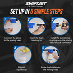 SwiftJet Car Wash Foam Gun + Microfiber Wash Mitt - Foam Cannon Works with Any Soap - Garden Hose Car Foam Sprayer - Car Wash Kit - Car Accessories Foam Blaster (Blue Foam Gun with Mitt)