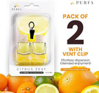 Citrus Lemon Car Air Freshener | Hanging Car Freshener with Vent Clip | Long Lasting Diffuser, Slow-Release Aroma Technology, Adjustable Scent Intensity | Premium Scented Interior Perfume by Perfa