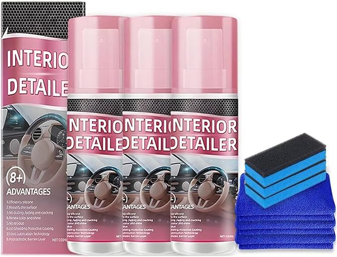 Polishing Cleaner Car Interior, 2026 Upgrade Car Interior Cleaner Spray, All Purpose Car Interior Detailer Cleaner for Dashboards, Seats, Leather, Plastic-3Pcs