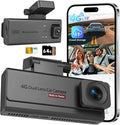 4G LTE Cellular Dash Camera for Cars, 4K Full HD Dual Dash Cam Front and Rear 170° Wide Angle, Anti Theft GPS Tracker, Night Vision, Real-time Alerts with 64GB Card, 24/7 Parking Mode