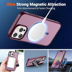 SUPFINE Magnetic for iPhone 14 Pro Case (Compatible with MagSafe) (Military Grade Drop Protection) Slim Translucent Matte Shockproof with Anti-Fingerprint Phone Case,Wine Red