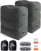 JefDiee Inflatable Foot Rest Pillow, Kids Airplane Bed, Adjustable 3 Layers Height Leg Rest Pillow, Airplane Travel Essentials Great for Airplane, Office, Home, Trains, Cars