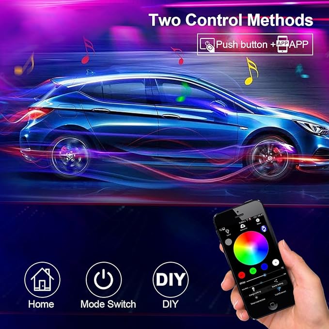 Dreamcolor Interior Car Strips Lights: Led Acrylic Light 14 in 1 RGB Ambient Lighting with Wireless App for Cars - 16 Million 175 Inches 600 Led Music Sync Led Lights Kits