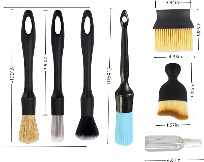 7PCS Car Beauty Brush Set, Cleaning Brushes for Car Interior or Exterior, Dust Removal and Cleaning Tools, Suitable for Logos, Vents, Wheels, Leather Seats