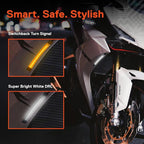 TRUE MODS 2pc 5" LED Motorcycle Front Fork Switchback Cold White DRL Running & Amber Turn Signal Light Strip Kit [Waterproof] [Blinker] Flexible Self Adhesive Universal Surface Mount for UTV ATV Bike