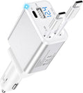 Retractable Car Phone Charger USB C, 4 in 1 Fast Car Charging Adapter with 2 Flexible USB C Cable for iPhone 17e 17 Samsung S26 Android, USBC Cigarette Lighter Gift for Men Android Auto Adapter