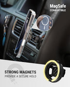 Scosche 5-in-1 MagSafe Car Mount Compatible with Popsocket, Magnetic Vent, Back-of-Display and Dashboard Cell Phone Holder, Tesla Phone Mount Compatible with iPhone 17/16/15/14/13/12, Samsung S25