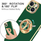 VENINGO iPhone 14 Case, Slim Fit Soft 360 Ring Holder Kickstand Magnetic Car Mount Supported Easy Clean Shockproof Protective Cover for Apple iPhone 14 6.1" 2022, Midnight Green