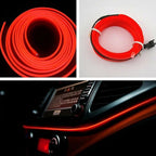 Riloer El Wire Lights for Car, Interior Neon Lights Strip Car LED Strip Light Interior for Car Garden Party Decoration, Car Ambient Lighting Kits, 5m/16.4ft Red LED