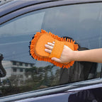 Car Wash Mitt,Microfiber Chenille Car Wash Mitt,Double-Sided lint-Free,Scratch Free,Cleaning Mitts for Truck, SUV, RV (Orange)