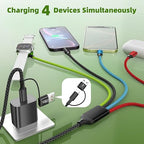 Travel Essentials Watch Charger, Dual Type-C 4 in 2 Multi Charging Cable, USB A/C Travel Charger for Multiple Devices for iWatch Ultra/SE/11-2, iPhone 17-11, Galaxy S25-21, iPad (1PACK 5FT)